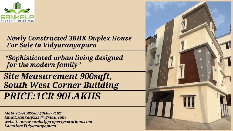 Newly Constructed 3BHK Duplex House For Sale In Vidyaranyapura