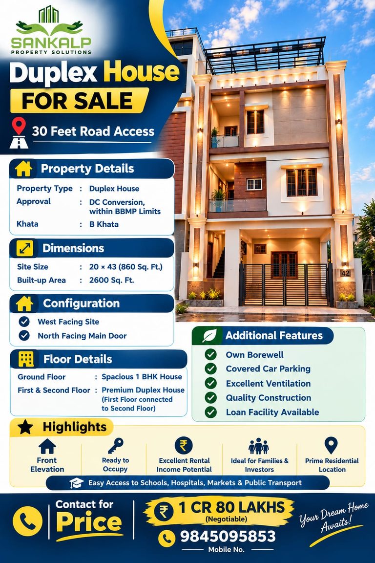 DUPLEX HOUSE FOR SALE IN ATTUR YELAHANKA