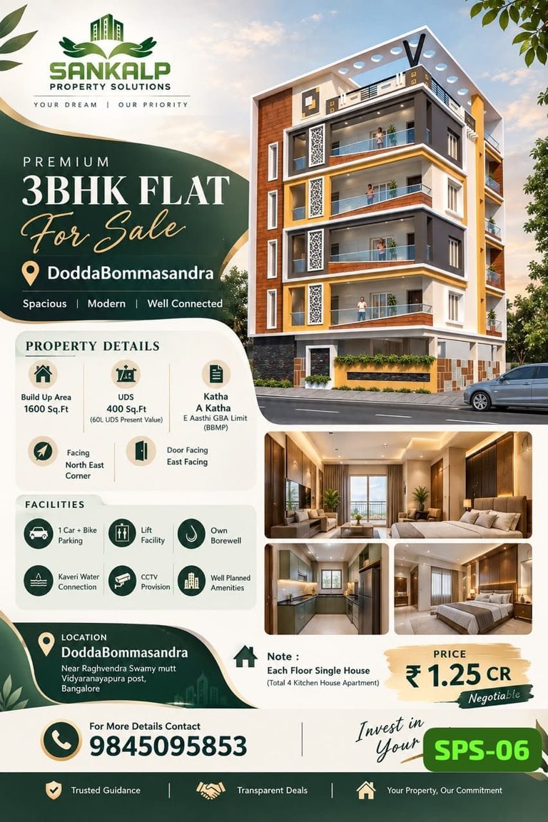 3BHK Flat For Sale in DoddaBommasandra