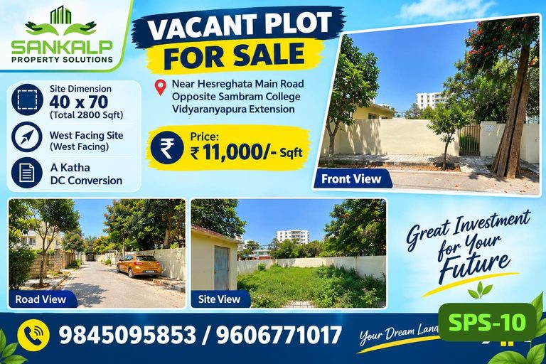 Vacant Plot For Sale In Sambram College Vidyaranyapura extension